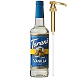 Torani Sugar Free Coffee Syrup, Vanilla Flavored Syrup for Drinks, Zero Calorie, Pump Included, 25.4 Fl Oz