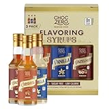 ChocZero Sugar Free Syrup Variety Pack Sampler for Coffee - Caramel, Hazelnut, and Vanilla Flavoring Syrups - Keto...